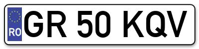 Placuta inmatriculare numar auto  GR-50-KQV, GR 50 KQV, GR50KQV