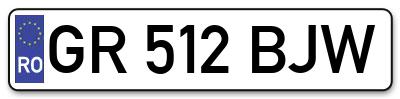 Placuta inmatriculare numar auto  GR-512-BJW, GR 512 BJW, GR512BJW