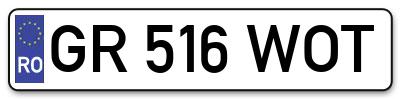 Placuta inmatriculare numar auto  GR-516-WOT, GR 516 WOT, GR516WOT