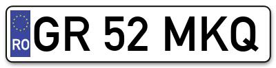 Placuta inmatriculare numar auto  GR-52-MKQ, GR 52 MKQ, GR52MKQ
