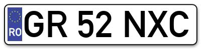 Placuta inmatriculare numar auto  GR-52-NXC, GR 52 NXC, GR52NXC