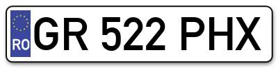 Placuta inmatriculare numar auto  GR-522-PHX, GR 522 PHX, GR522PHX