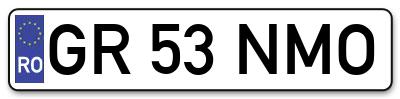 Placuta inmatriculare numar auto  GR-53-NMO, GR 53 NMO, GR53NMO
