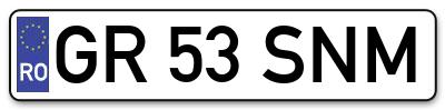 Placuta inmatriculare numar auto  GR-53-SNM, GR 53 SNM, GR53SNM