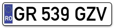 Placuta inmatriculare numar auto  GR-539-GZV, GR 539 GZV, GR539GZV