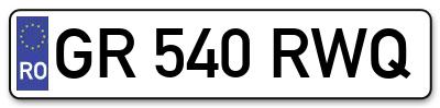 Placuta inmatriculare numar auto  GR-540-RWQ, GR 540 RWQ, GR540RWQ