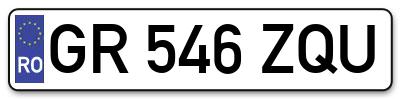 Placuta inmatriculare numar auto  GR-546-ZQU, GR 546 ZQU, GR546ZQU