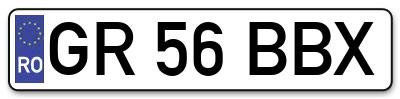 Placuta inmatriculare numar auto  GR-56-BBX, GR 56 BBX, GR56BBX