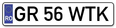 Placuta inmatriculare numar auto  GR-56-WTK, GR 56 WTK, GR56WTK