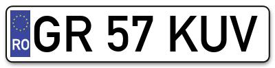 Placuta inmatriculare numar auto  GR-57-KUV, GR 57 KUV, GR57KUV
