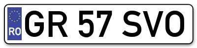 Placuta inmatriculare numar auto  GR-57-SVO, GR 57 SVO, GR57SVO