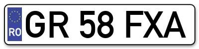 Placuta inmatriculare numar auto  GR-58-FXA, GR 58 FXA, GR58FXA