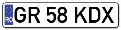 Placuta inmatriculare numar auto  GR-58-KDX, GR 58 KDX, GR58KDX