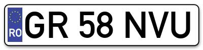 Placuta inmatriculare numar auto  GR-58-NVU, GR 58 NVU, GR58NVU