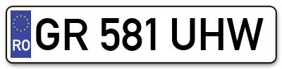 Placuta inmatriculare numar auto  GR-581-UHW, GR 581 UHW, GR581UHW