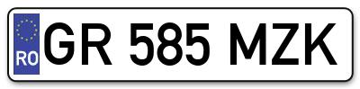 Placuta inmatriculare numar auto  GR-585-MZK, GR 585 MZK, GR585MZK