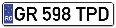Placuta inmatriculare numar auto  GR-598-TPD, GR 598 TPD, GR598TPD