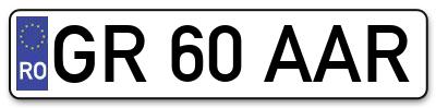 Placuta inmatriculare numar auto  GR-60-AAR, GR 60 AAR, GR60AAR