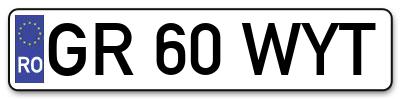 Placuta inmatriculare numar auto  GR-60-WYT, GR 60 WYT, GR60WYT