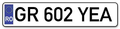Placuta inmatriculare numar auto  GR-602-YEA, GR 602 YEA, GR602YEA