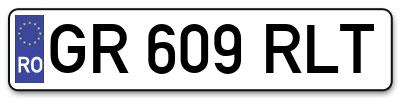 Placuta inmatriculare numar auto  GR-609-RLT, GR 609 RLT, GR609RLT