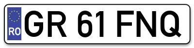 Placuta inmatriculare numar auto  GR-61-FNQ, GR 61 FNQ, GR61FNQ