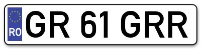 Placuta inmatriculare numar auto  GR-61-GRR, GR 61 GRR, GR61GRR