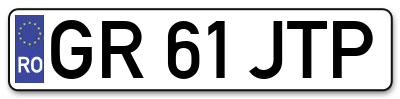 Placuta inmatriculare numar auto  GR-61-JTP, GR 61 JTP, GR61JTP