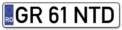 Placuta inmatriculare numar auto  GR-61-NTD, GR 61 NTD, GR61NTD