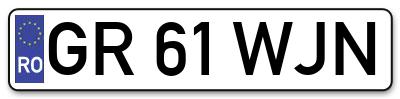 Placuta inmatriculare numar auto  GR-61-WJN, GR 61 WJN, GR61WJN