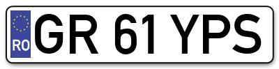 Placuta inmatriculare numar auto  GR-61-YPS, GR 61 YPS, GR61YPS