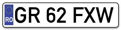 Placuta inmatriculare numar auto  GR-62-FXW, GR 62 FXW, GR62FXW