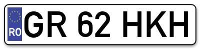 Placuta inmatriculare numar auto  GR-62-HKH, GR 62 HKH, GR62HKH