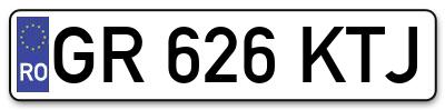 Placuta inmatriculare numar auto  GR-626-KTJ, GR 626 KTJ, GR626KTJ