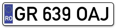 Placuta inmatriculare numar auto  GR-639-OAJ, GR 639 OAJ, GR639OAJ
