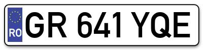 Placuta inmatriculare numar auto  GR-641-YQE, GR 641 YQE, GR641YQE