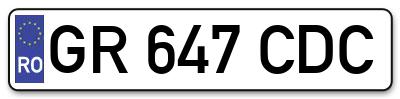 Placuta inmatriculare numar auto  GR-647-CDC, GR 647 CDC, GR647CDC
