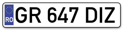 Placuta inmatriculare numar auto  GR-647-DIZ, GR 647 DIZ, GR647DIZ