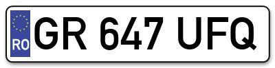 Placuta inmatriculare numar auto  GR-647-UFQ, GR 647 UFQ, GR647UFQ