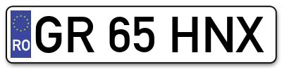 Placuta inmatriculare numar auto  GR-65-HNX, GR 65 HNX, GR65HNX