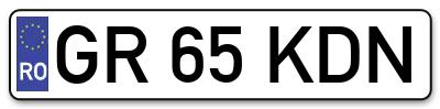 Placuta inmatriculare numar auto  GR-65-KDN, GR 65 KDN, GR65KDN