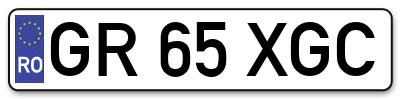 Placuta inmatriculare numar auto  GR-65-XGC, GR 65 XGC, GR65XGC