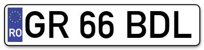 Placuta inmatriculare numar auto  GR-66-BDL, GR 66 BDL, GR66BDL