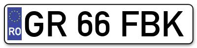 Placuta inmatriculare numar auto  GR-66-FBK, GR 66 FBK, GR66FBK