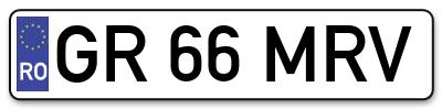 Placuta inmatriculare numar auto  GR-66-MRV, GR 66 MRV, GR66MRV