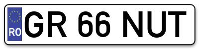 Placuta inmatriculare numar auto  GR-66-NUT, GR 66 NUT, GR66NUT
