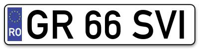 Placuta inmatriculare numar auto  GR-66-SVI, GR 66 SVI, GR66SVI