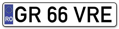 Placuta inmatriculare numar auto  GR-66-VRE, GR 66 VRE, GR66VRE