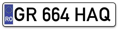 Placuta inmatriculare numar auto  GR-664-HAQ, GR 664 HAQ, GR664HAQ