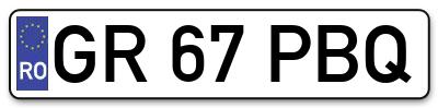 Placuta inmatriculare numar auto  GR-67-PBQ, GR 67 PBQ, GR67PBQ